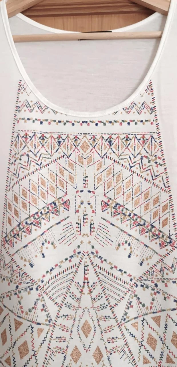 Witte T-shirt met franjes Encuentro Moda - Maat S – photo 2